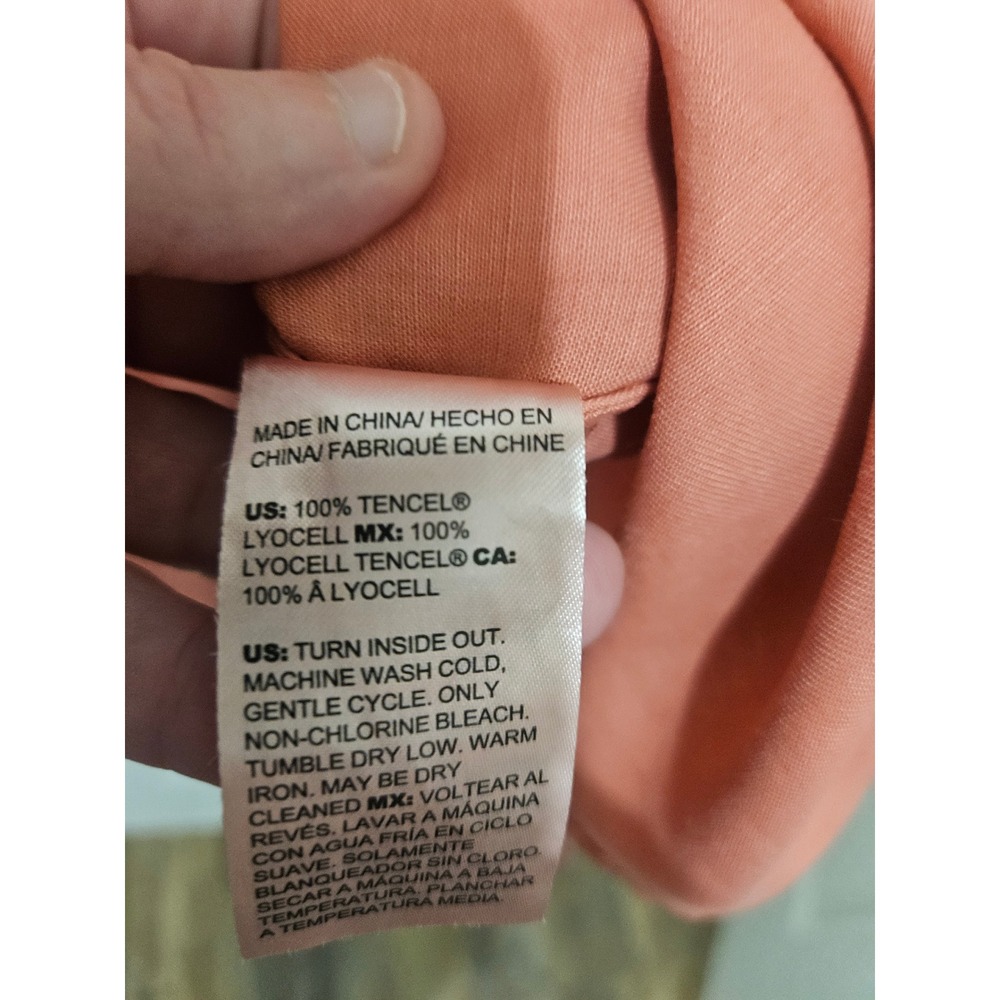 Chicos Terracotta Coral Tencel Lyocell Button Down Shirt Size 2 Large 12/14 - Picture 3 of 6